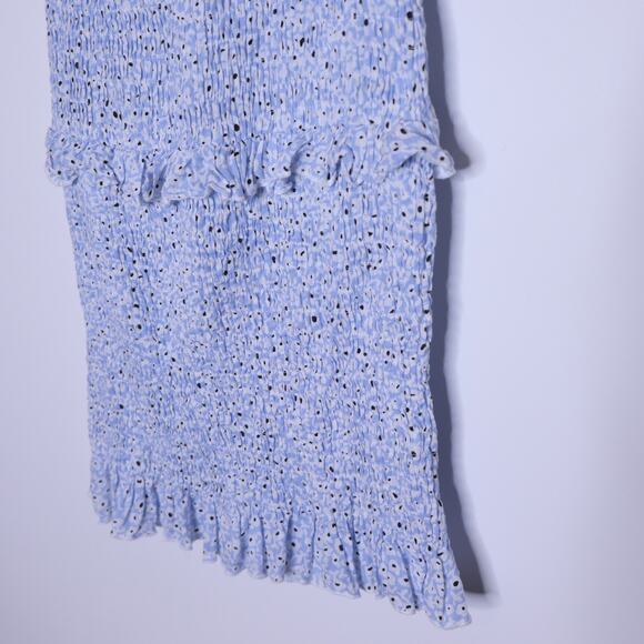 PRINCESS POLLY Elza Mini Dress Blue One Shoulder Shirred Smocked Women's 2 - Picture 7 of 14